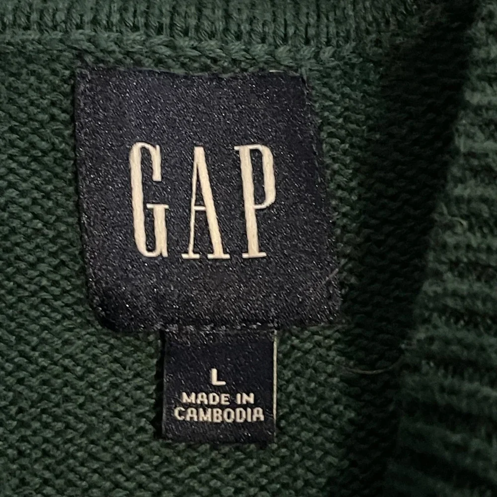 Vintage Gap Womens Large‎ Green Ribbed Hem Crewneck Long Sleeve Pullover Sweater